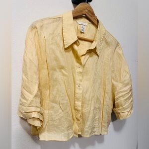 Yellow Button-Up Linen Shirt